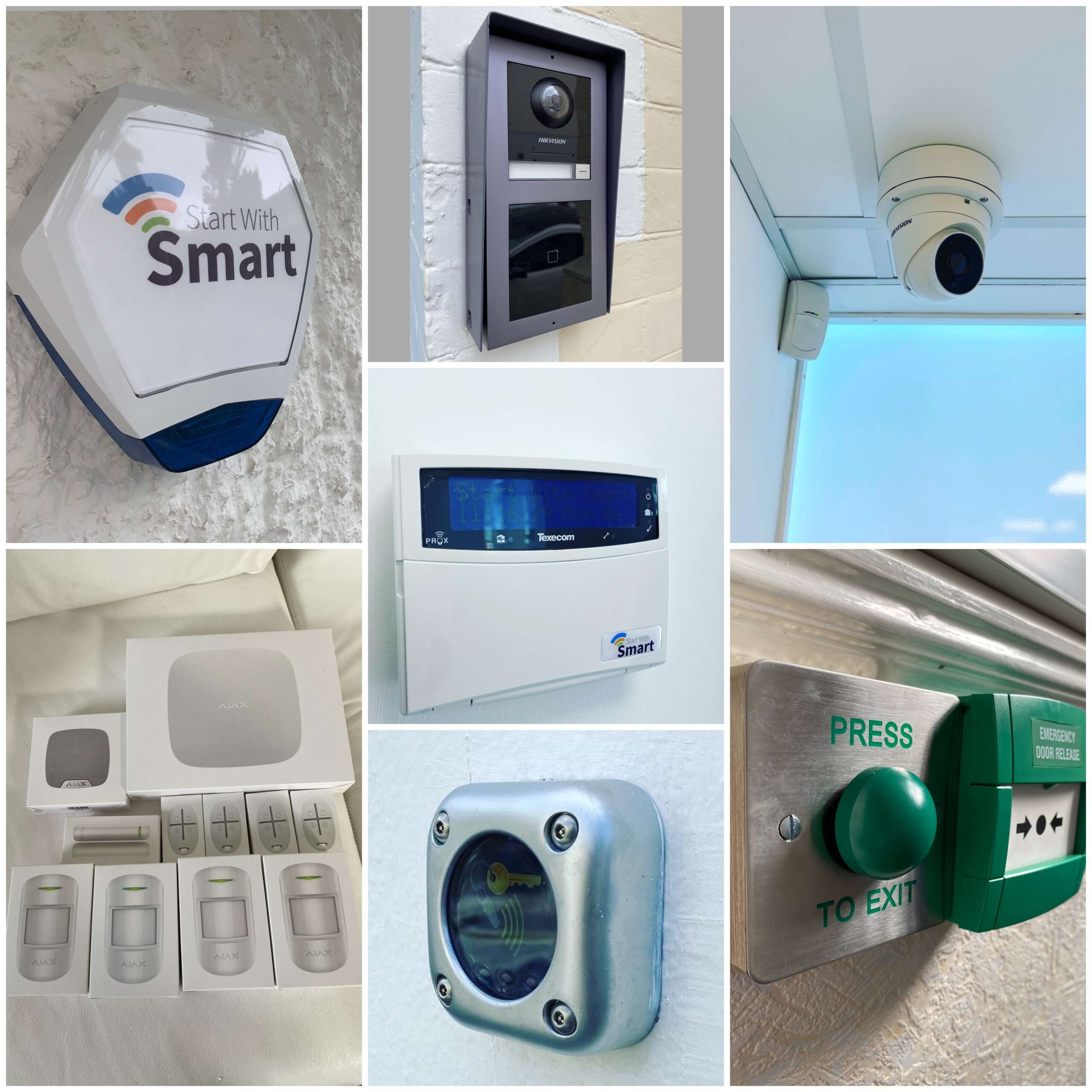 Montage of security systems and Intruder, Alarm and CCTV Items